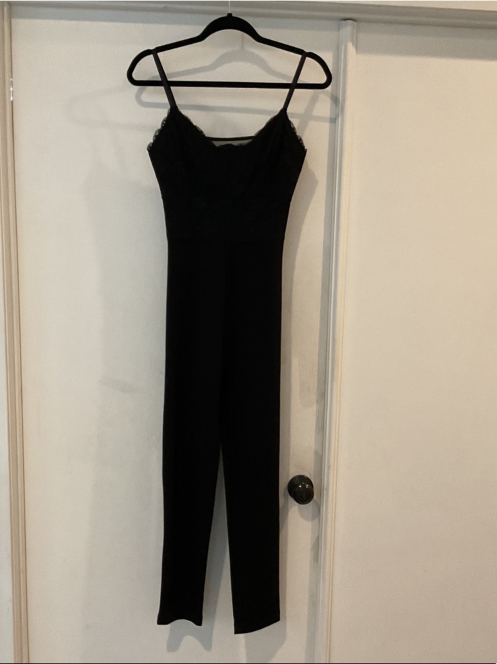 Guess Black Lace Bodice Spaghetti Strap Jumpsuit
